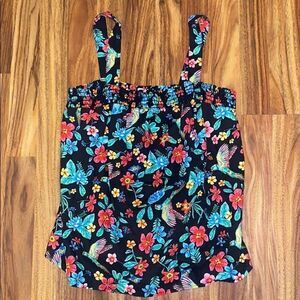 Old Navy Linen Floral Tropical Tank Womens Size Small